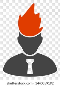 Flamed manager EPS vector pictograph. Illustration contains flat flamed manager iconic symbol on a chess transparent background.