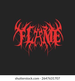 Flame-inspired red death metal logo with sharp, thorny edges radiating chaos and intensity on a dark background.