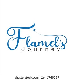 Flamel's Journey Logo Design with Airplane and Elegant Typography