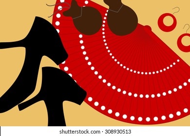 Flamenco accessories pattern, vector