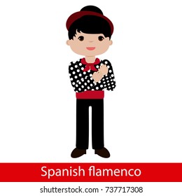 Flamenco boy with black shirt and white polka dots
