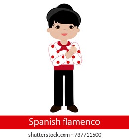Flamenco boy with white shirt and red polka dots