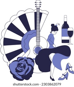 Flamenco concept. Traditional spanish dance, music.