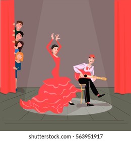 Flamenco dance audiences guitar vector