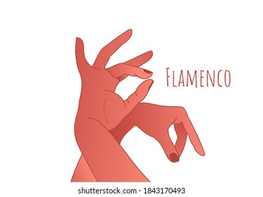 Flamenco dance concept. Beautiful graceful hands of a young dancer. Spanish culture. Flamenco festival vector template. Logo for dance studio.