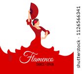 Flamenco dance Spain poster with headline. Young woman dancing