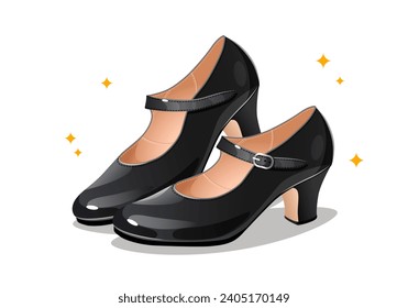 Flamenco dance women shoes illustration