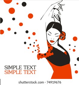 Flamenco dancer. Abstract illustration. Vector. Place for your text.