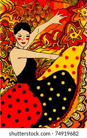 Flamenco dancer. Abstract illustration. Vector.