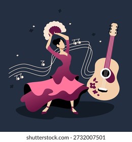 Bailarín de flamenco - ilustración de estilo de diseño plano colorido
