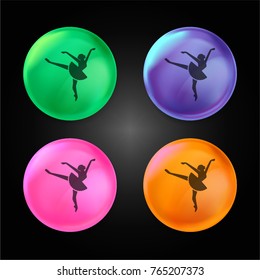 Flamenco dancer crystal ball design icon in green - blue - pink and orange.