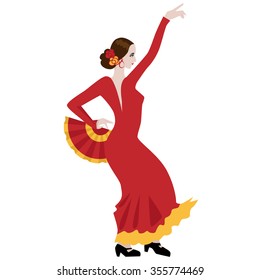 Flamenco Dancer Girl With Fan Vector Illustration
