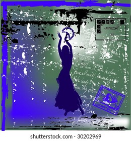 flamenco dancer grunge background vector