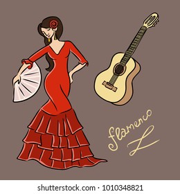 Flamenco dancer and guitar