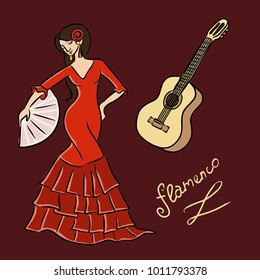 Flamenco dancer and guitar