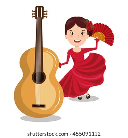 flamenco dancer with guitar isolated icon design, vector illustration  graphic 