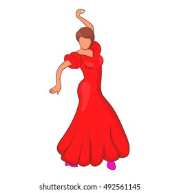 Flamenco dancer icon in cartoon style isolated on white background vector illustration