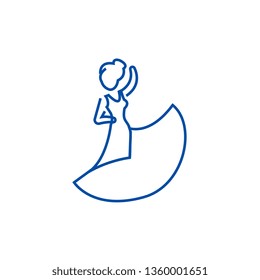 Flamenco Dancer Line Icon Concept. Flamenco Dancer Flat  Vector Symbol, Sign, Outline Illustration.