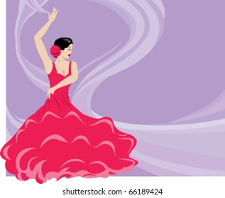 A Flamenco dancer on a flowing background.