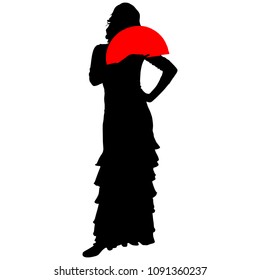 flamenco dancer with a red fan