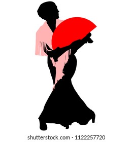 flamenco dancer with a red fan