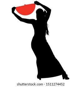 flamenco dancer with a red fan on a white background