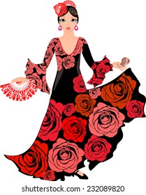 Flamenco dancer with roses