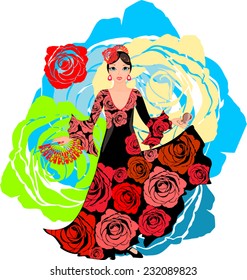 Flamenco dancer with roses