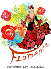 Flamenco dancer with roses