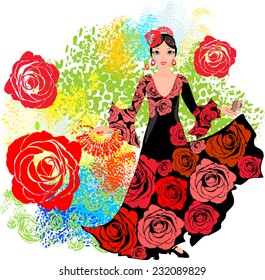 Flamenco dancer with roses