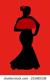Flamenco dancer silhouette with fan