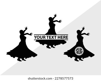 Flamenco Dancer SVG Monogram Vector Illustration Silhouette