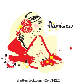 flamenco dancer. Vector card