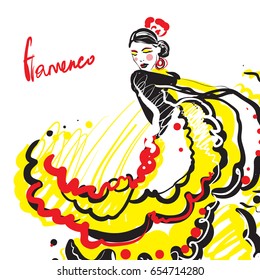 flamenco dancer. Vector card