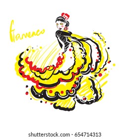 flamenco dancer. Vector card