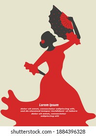 Flamenco dancer vector illustration. Dancing Spanish girl.