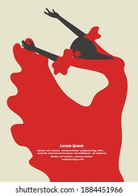 Flamenco dancer vector illustration. Dancing Spanish girl.
