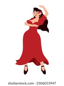 flamenco dancer woman character in red dress