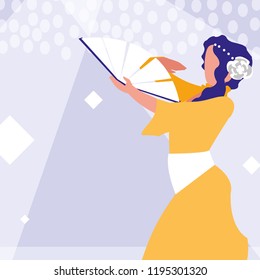 flamenco dancer woman isolated icon