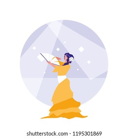 flamenco dancer woman isolated icon