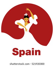 Flamenco Dancer woman. Logo Spanish flamenco.