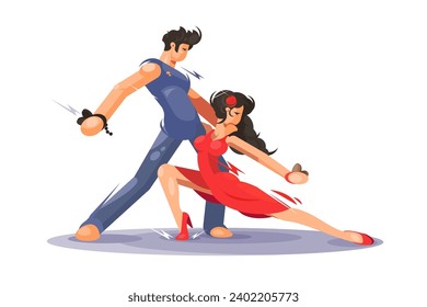 Flamenco Dancers in Action, vector illustration. Energetic dance performance capturing emotion and movement.