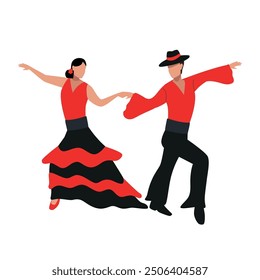 flamenco dancers couple in elegant suit isolated