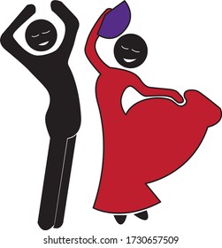 Flamenco-Tänzer stellen Vektorsymbole fest