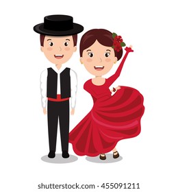 flamenco dancers isolated icon design, vector illustration  graphic 
