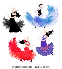 Flamenco dancers - spnish women. The four elements: earth, fire, air and water.