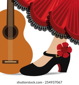 Flamenco design over white background, vector illustration.