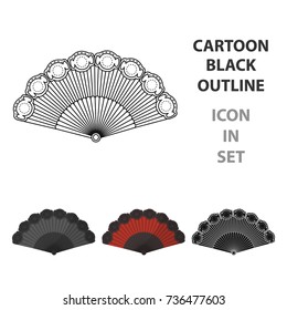 Flamenco fan icon in cartoon style isolated on white background. Spain country symbol stock vector illustration.
