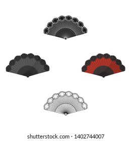 Flamenco fan icon in cartoon,black style isolated on white background. Spain country symbol stock vector illustration.