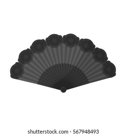Flamenco fan icon in monochrome style isolated on white background. Spain country symbol stock vector illustration.